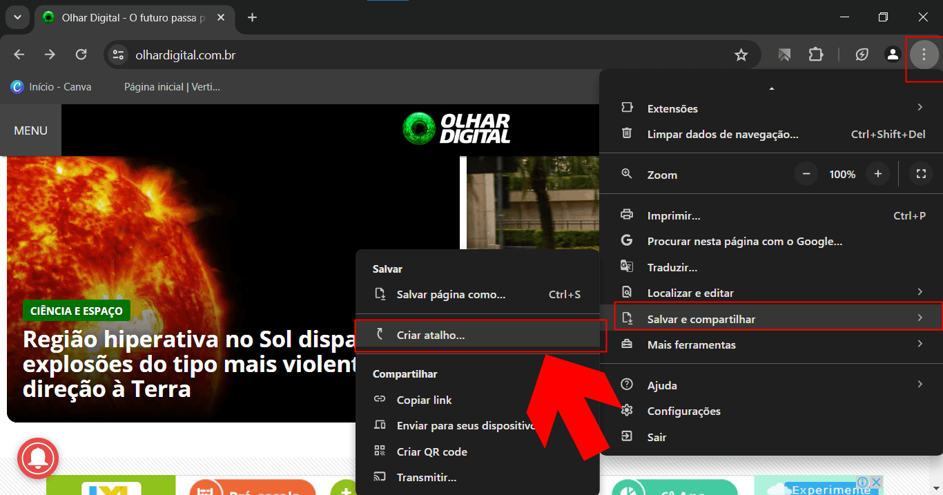 2 - como transformar site em app no google chrome pelo pc