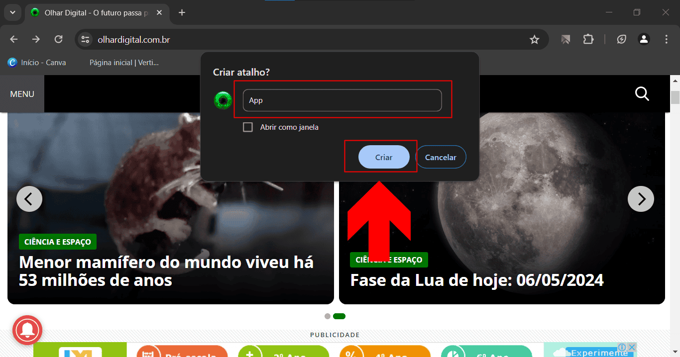 3 - como transformar site em app no google chrome pelo pc