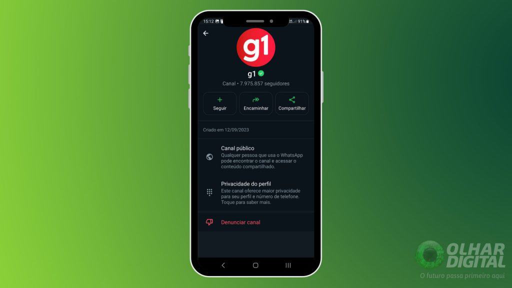 Canal do G1 no WhatsApp