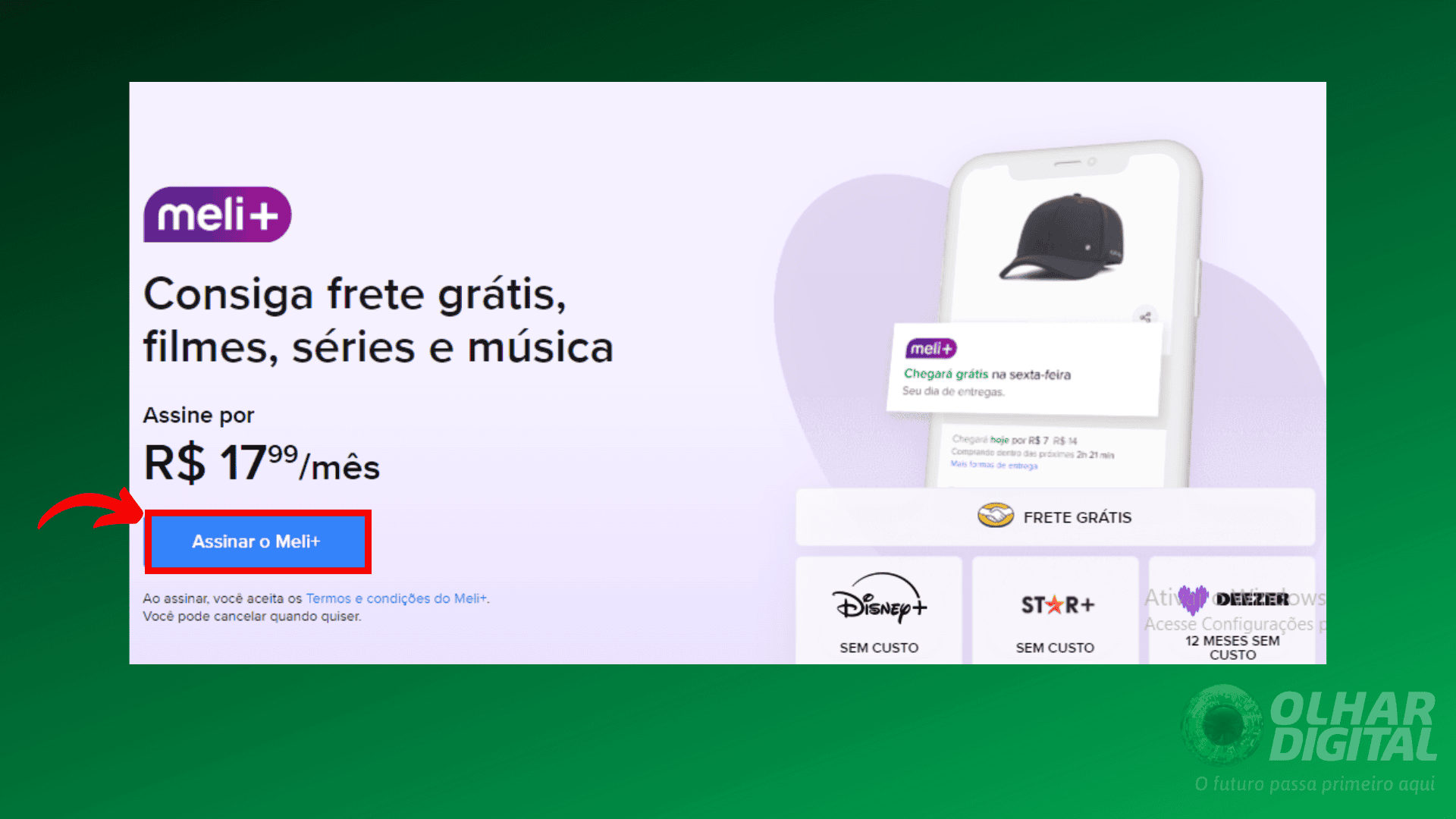 Passo 3 para assinar Meli+