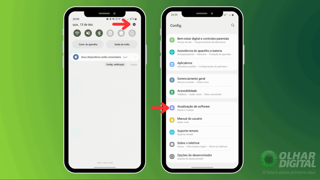 Acesse a área de atualização do Samsung Galaxy (Imagem: Reprodução/Olhar Digital)