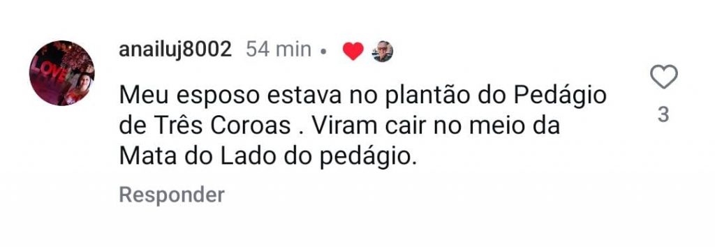 Comentário nas redes sociais